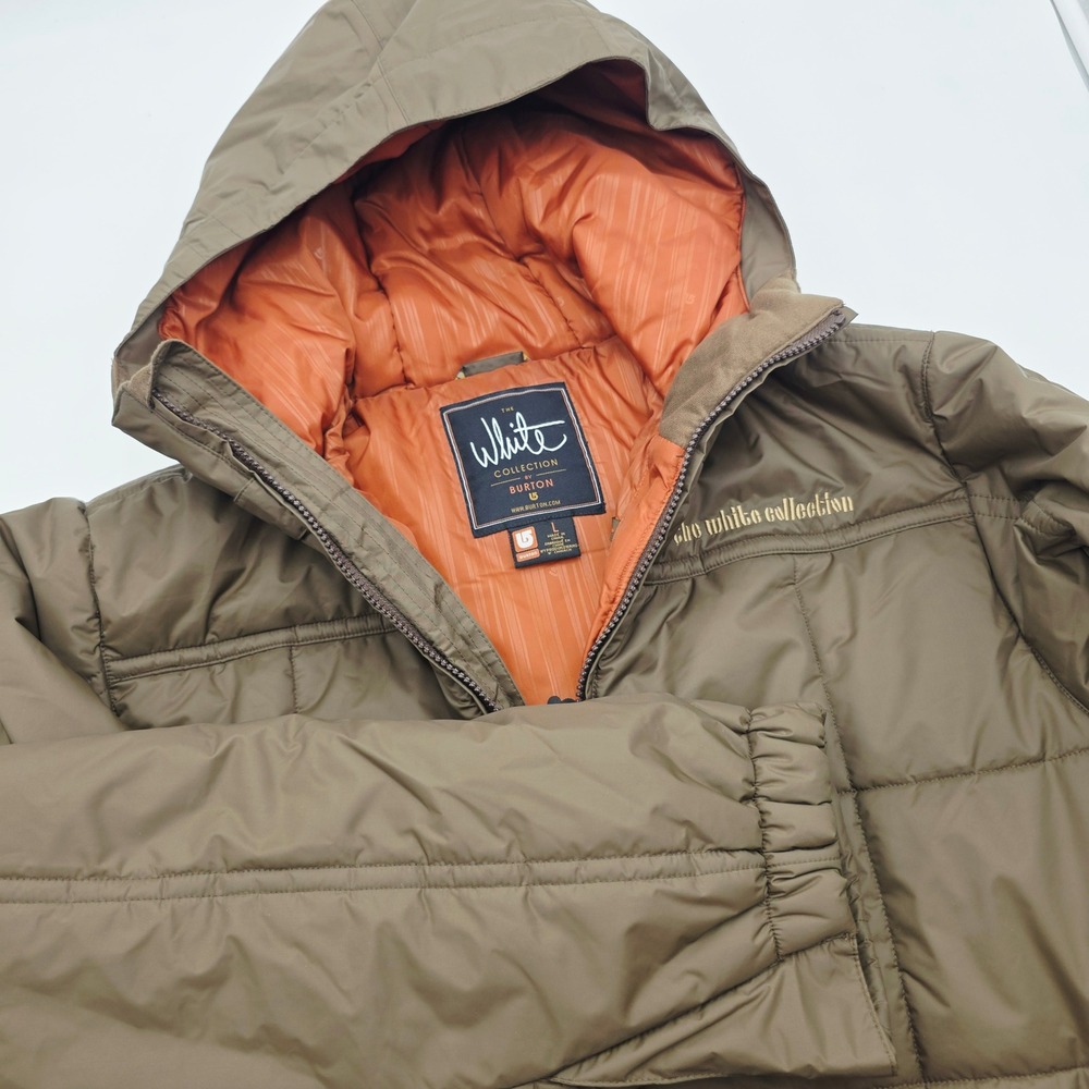 Burton The White Collection Mens L Puff The Magic Jacket Brown Snowboard Jacket